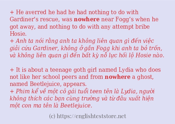 nowhere áp dụng trong câu và ví dụ