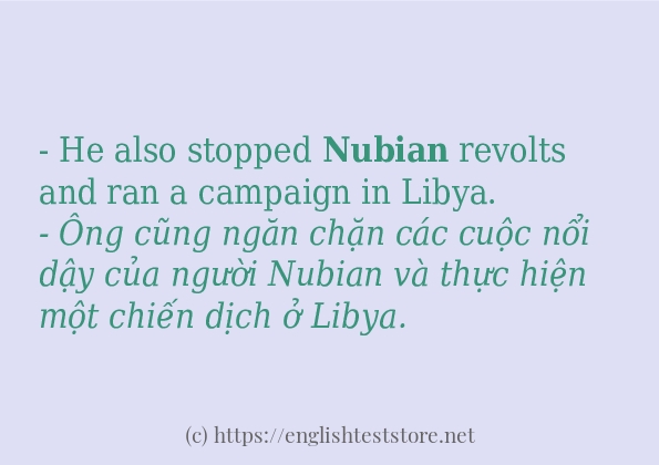 nubian cách dùng trong câu và ví dụ