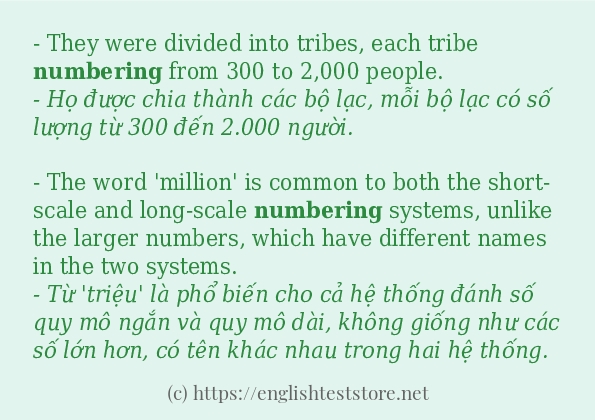 numbering câu ví dụ và cách sử dụng