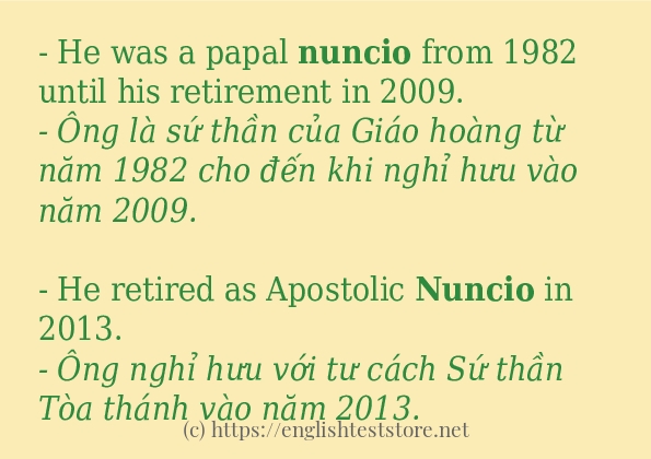 nuncio câu ví dụ và cách dùng