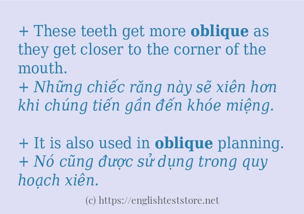 oblique ví dụ và cách sử dụng trong câu