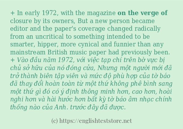on the verge of các ví dụ và câu điển hình