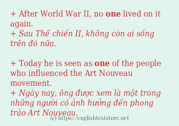 one câu ví dụ về cách dùng