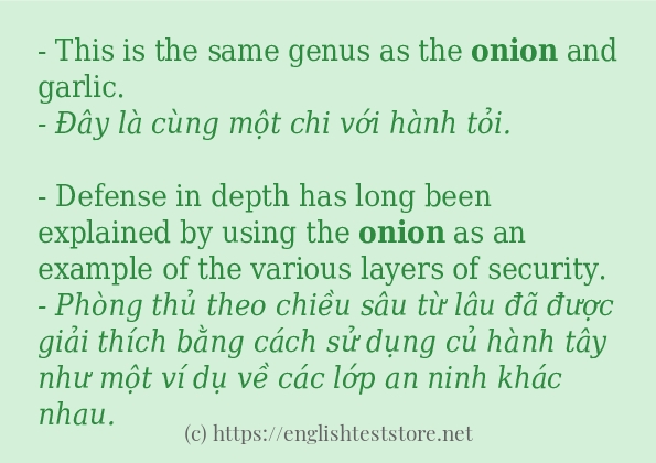 onion áp dụng trong câu và ví dụ