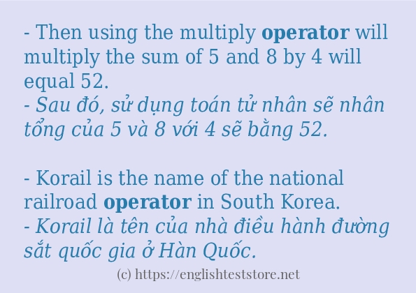 operator câu ví dụ về cách dùng