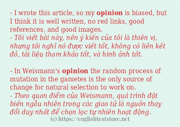 opinion câu ví dụ về cách dùng