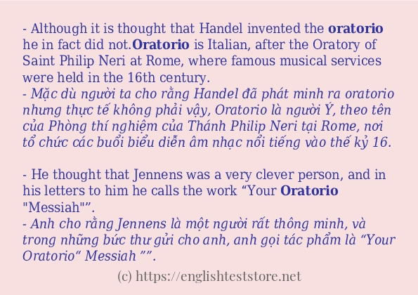 oratorio cách dùng trong câu và ví dụ