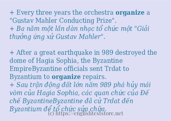 organize áp dụng trong câu và ví dụ