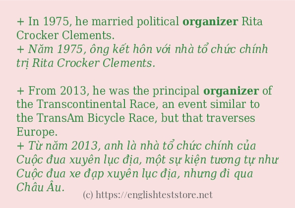 organizer câu ví dụ và cách dùng