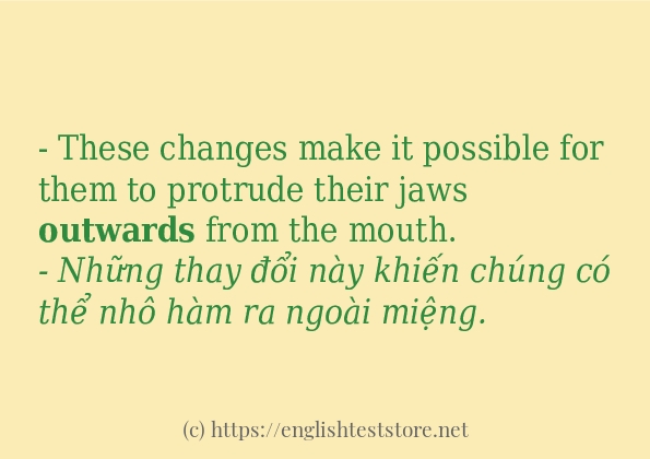 outwards cách dùng trong câu và ví dụ