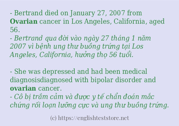 ovarian sử dụng thực tế trong câu