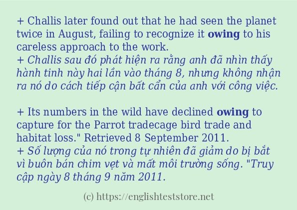 owing sử dụng như thế nào và câu ví dụ