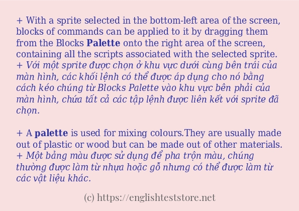 palette các cách dùng và câu ví dụ