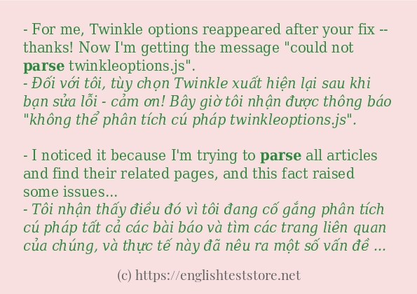 parse sử dụng thực tế trong câu