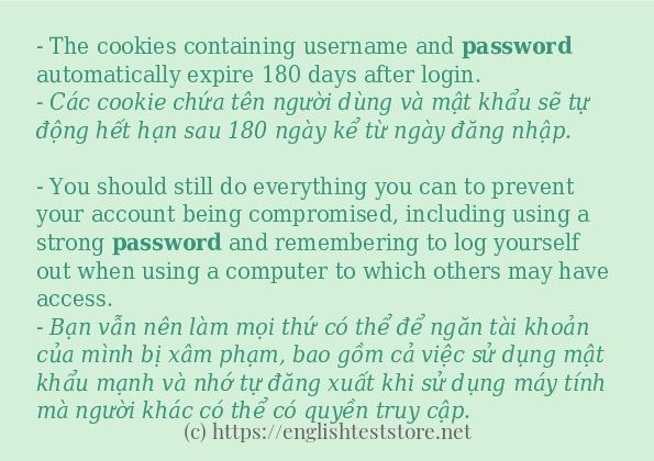 password sử dụng như thế nào và câu ví dụ password sử dụng như thế nào và câu ví dụ