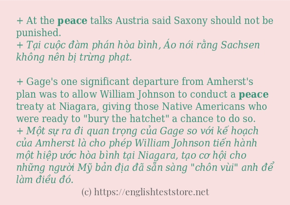 peace các ví dụ và câu điển hình