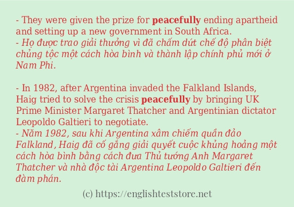 peacefully câu ví dụ và cách sử dụng