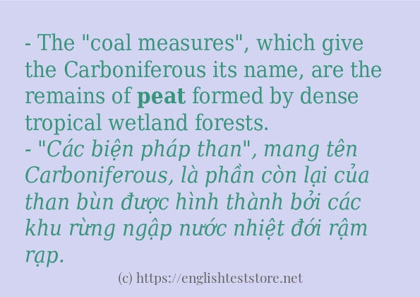 peat câu ví dụ về cách dùng