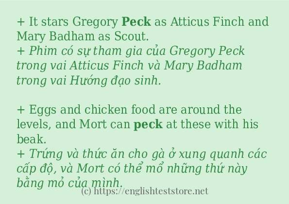 peck áp dụng trong câu và ví dụ peck áp dụng trong câu và ví dụ