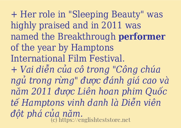 performer sử dụng thực tế trong câu