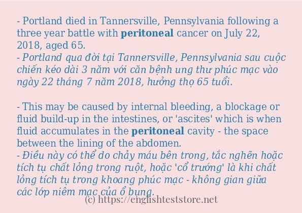 peritoneal sử dụng như thế nào và câu ví dụ