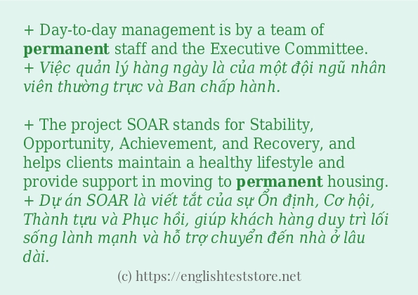 permanent sử dụng thực tế trong câu