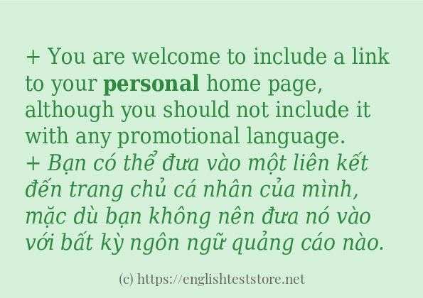 personal ví dụ và cách sử dụng trong câu
