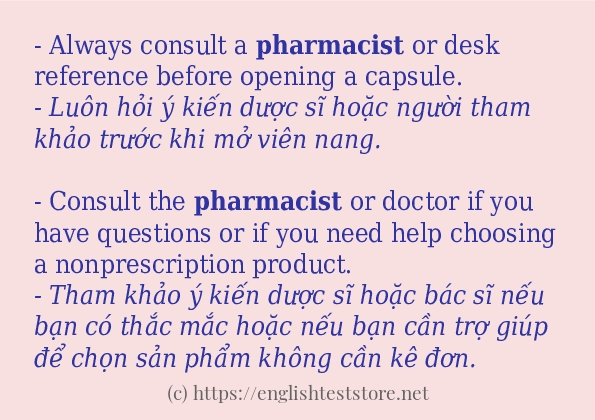 pharmacist câu ví dụ về cách dùng