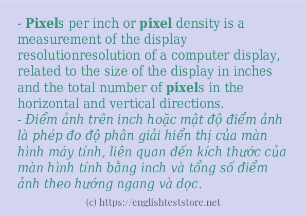 pixel cách sử dụng trong câu và ví dụ