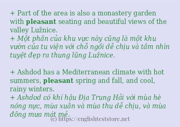 pleasant sử dụng thực tế trong câu pleasant sử dụng thực tế trong câu