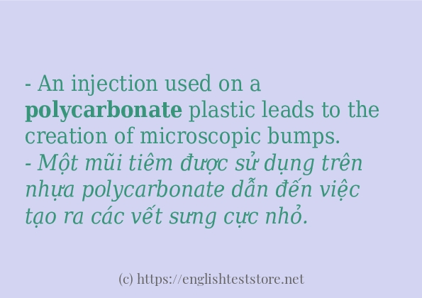polycarbonate sử dụng như thế nào và câu ví dụ