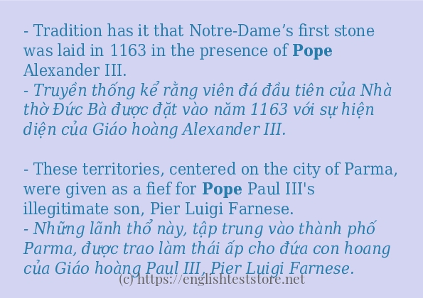 pope câu ví dụ và cách dùng