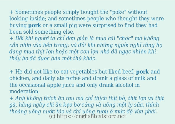 pork sử dụng thực tế trong câu