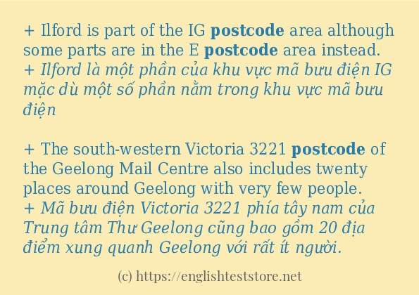 postcode sử dụng thực tế trong câu postcode sử dụng thực tế trong câu