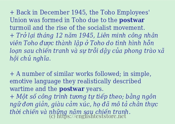 postwar cách sử dụng trong câu và ví dụ