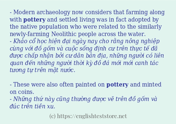 pottery sử dụng như thế nào và câu ví dụ