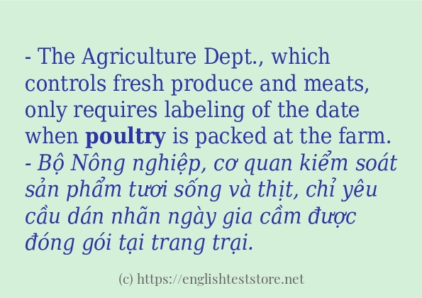 poultry sử dụng thực tế trong câu