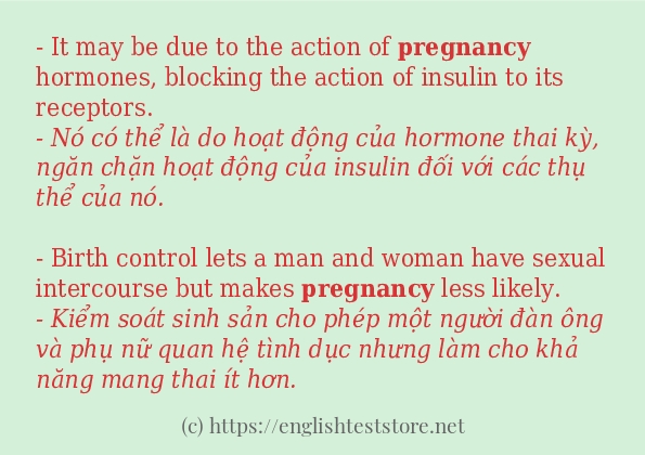 pregnancy cách sử dụng và câu ví dụ