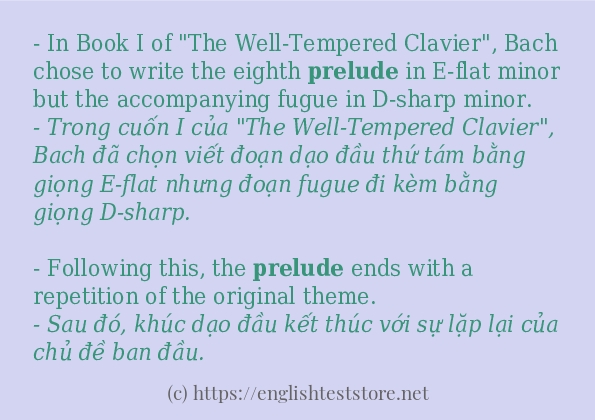 prelude cách dùng và ví dụ trong câu