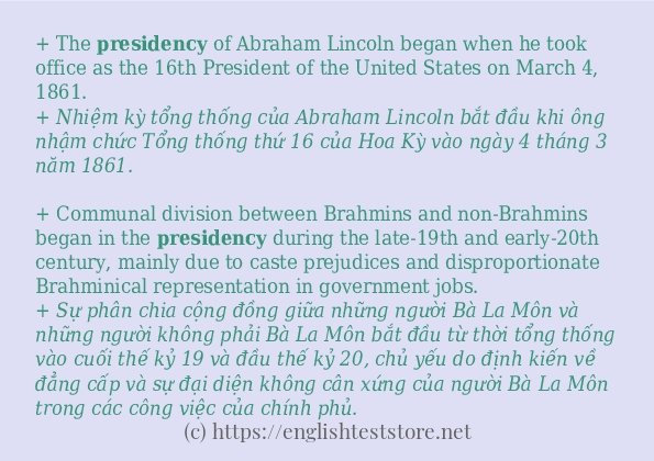 presidency cách sử dụng và câu ví dụ