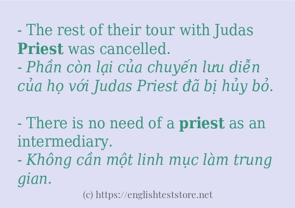 priest cách sử dụng trong câu và ví dụ