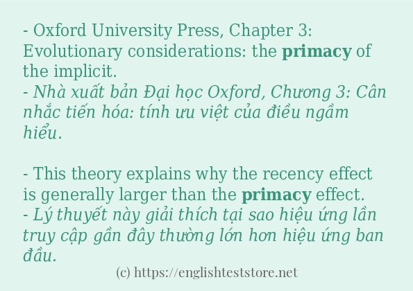 primacy sử dụng như thế nào và câu ví dụ primacy sử dụng như thế nào và câu ví dụ
