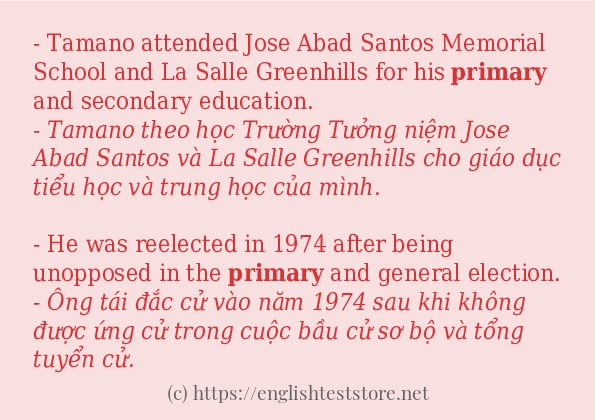 primary cách sử dụng và câu ví dụ