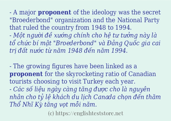 proponent câu ví dụ về cách dùng
