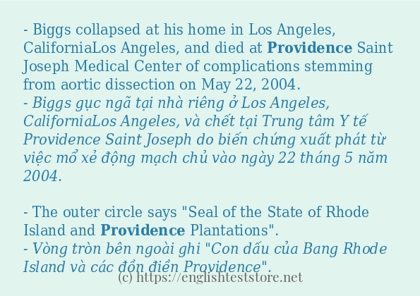 providence cách dùng và ví dụ trong câu