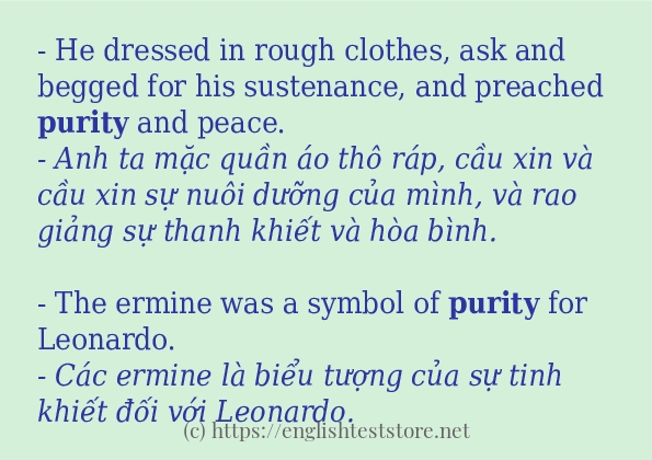 purity câu ví dụ và cách dùng