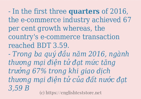quarters cách dùng và ví dụ trong câu