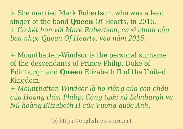 queen cách dùng và câu ví dụ