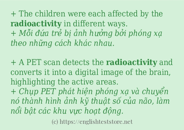 radioactivity sử dụng thực tế trong câu