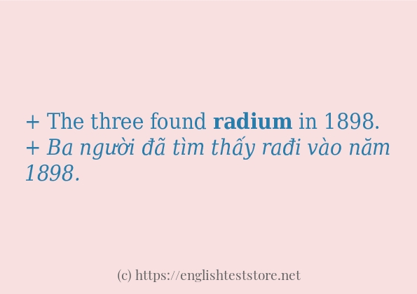 radium câu ví dụ và cách sử dụng